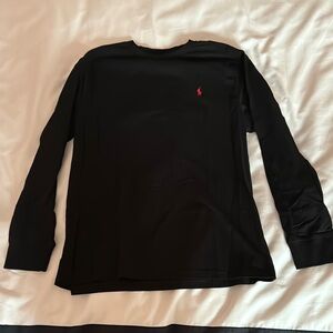 Black Long Sleeve Shirt with Red Logo